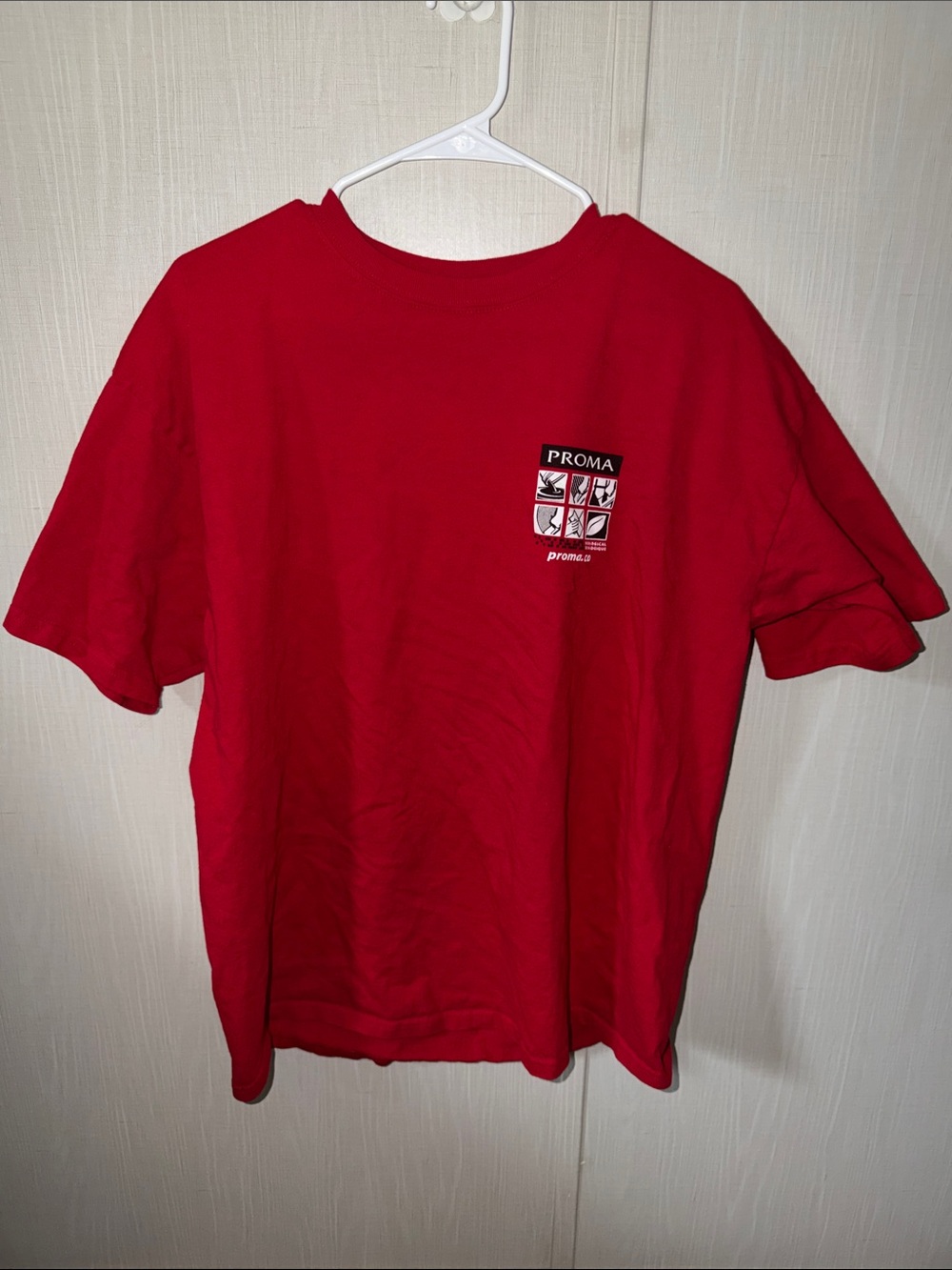 Red Short Sleeve Crewneck T-Shirt with Chest Emblem